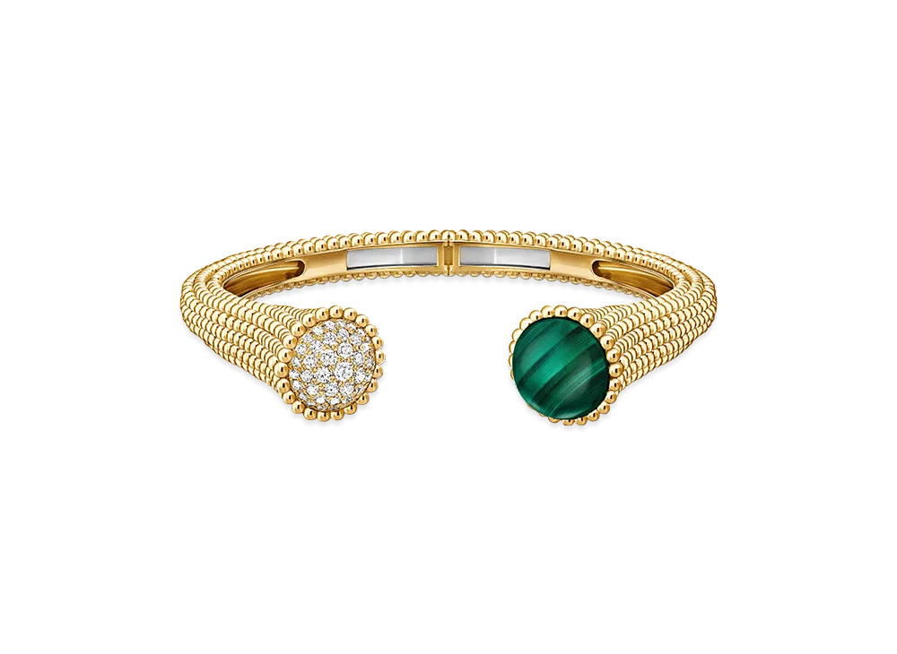 Van Cleef & Arpels Perlee couleurs bracelet medium model "18K Yellow gold/Diamond/Malachite"