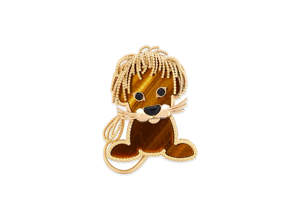 Van Cleef & Arpels Lucky Animals Lion clip "18K Yellow gold/Onyx/Tiger's eye"