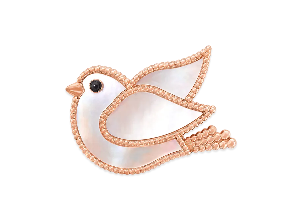 Van Cleef & Arpels Lucky Animals Dove clip "18K Rose gold/Onyx/Mother-of-pearl"
