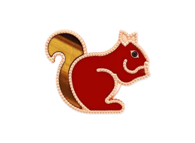 Van Cleef & Arpels Lucky Animals Squirrel clip "18K Rose gold/Onyx/Carnelian/Tiger's eye"