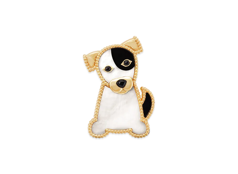 Van Cleef & Arpels Lucky Animals Dog clip "18K Yellow gold/Onyx/Mother-of-pearl"
