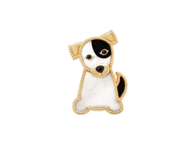 Van Cleef & Arpels Lucky Animals Dog clip "18K Yellow gold/Onyx/Mother-of-pearl"