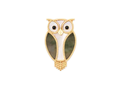 Van Cleef & Arpels Lucky Animals Owl clip "18K Yellow gold/Onyx/Mother-of-pearl"