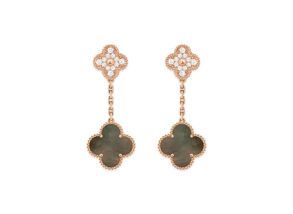 Van Cleef & Arpels Magic Alhambra earrings 2 motifs "18K Rose gold/Diamond/Mother-of-pearl"