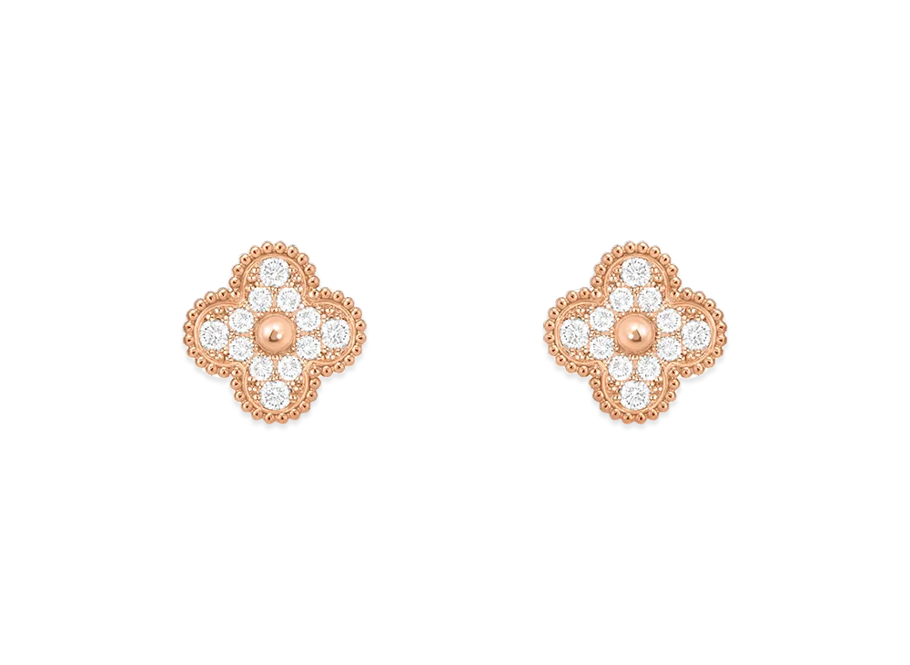 Van Cleef & Arpels Vintage Alhambra earrings "18K Rose gold/Diamond"