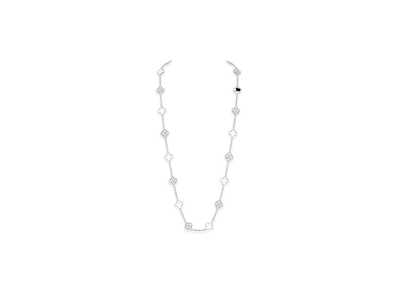 Van Cleef & Arpels Vintage Alhambra long necklace 20 motifs "18K White gold/Onyx/Diamond"