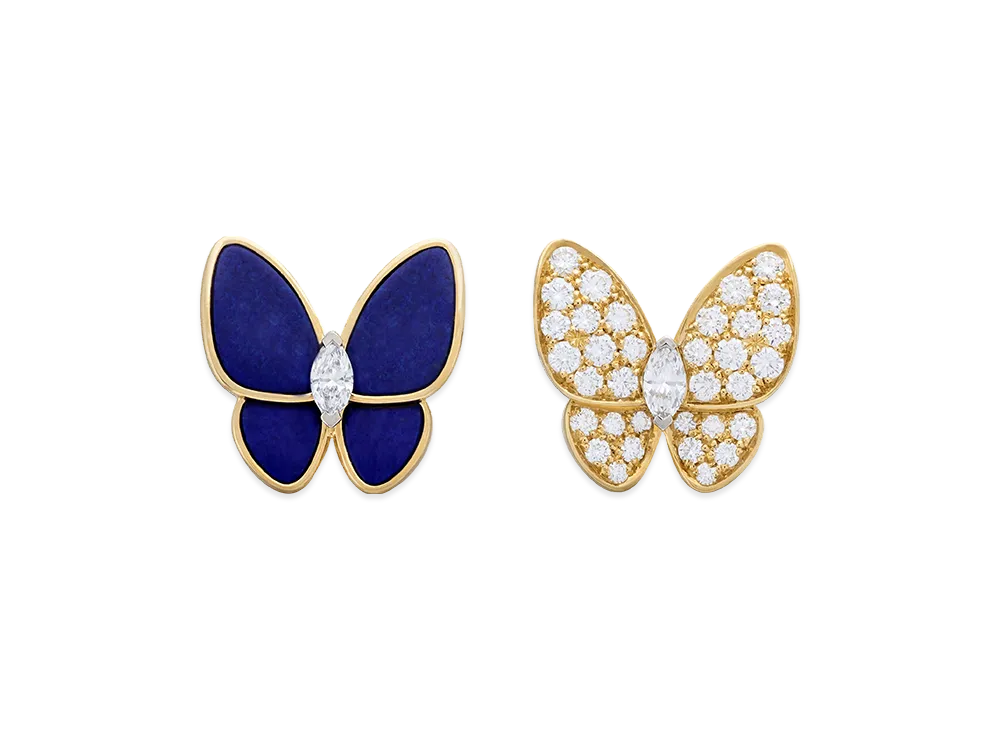 Van Cleef & Arpels Deux Papillons earrings "18K Yellow gold/Diamond/Lapis lazuli"