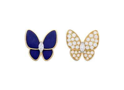 Van Cleef & Arpels Deux Papillons earrings "18K Yellow gold/Diamond/Lapis lazuli"