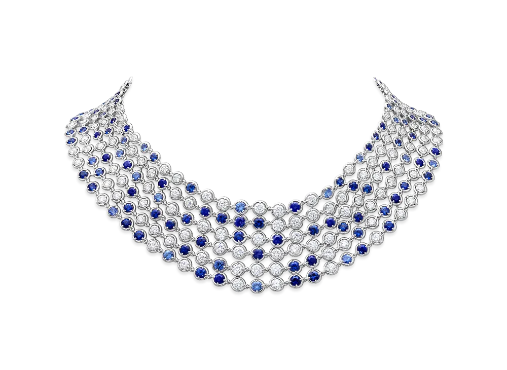 Van Cleef & Arpels Palmyre necklace "18K White gold/Sapphire/Diamond"