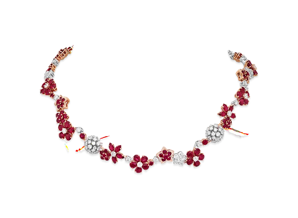 Van Cleef & Arpels Folie des Pres necklace "18K Rose gold/Diamond/Ruby"