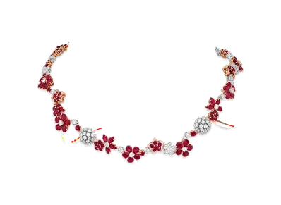 Van Cleef & Arpels Folie des Pres necklace "18K Rose gold/Diamond/Ruby"