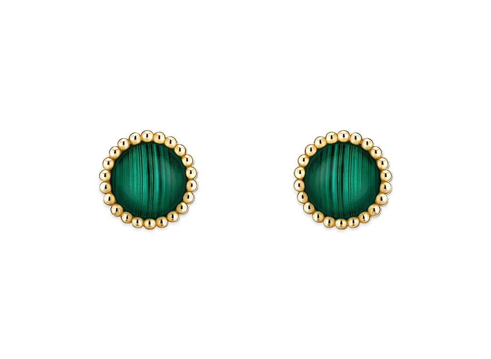 Van Cleef & Arpels Perlee couleurs earrings "18K Yellow gold/Malachite"
