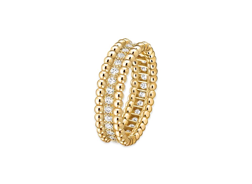 Van Cleef & Arpels Perlee diamonds ring 1 row model "18K Yellow gold/Diamond"