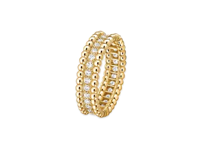 Van Cleef & Arpels Perlee diamonds ring 1 row model "18K Yellow gold/Diamond"