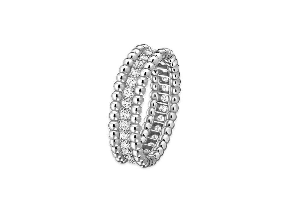 Van Cleef & Arpels Perlee diamonds ring 1 row model "18K White gold/Diamond"