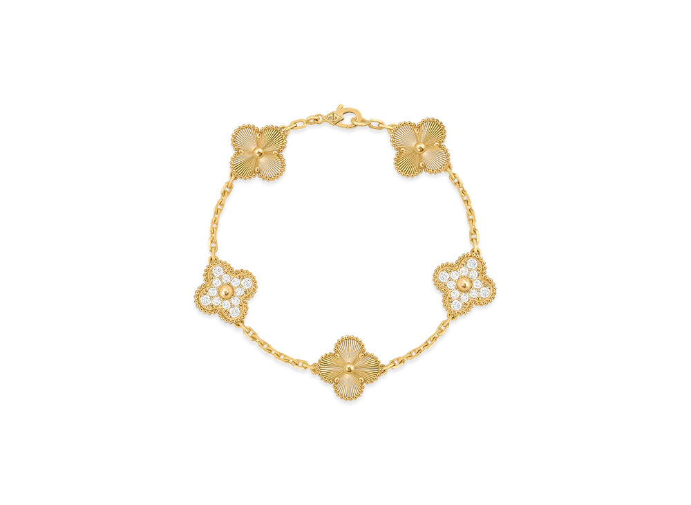 Van Cleef & Arpels Vintage Alhambra bracelet 5 motifs "18K Yellow gold/Diamond"