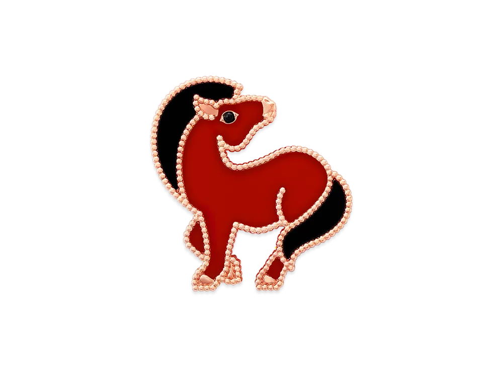 Van Cleef & Arpels Lucky Animals Horse clip "18K Rose gold/Onyx/Carnelian"