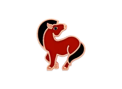 Van Cleef & Arpels Lucky Animals Horse clip "18K Rose gold/Onyx/Carnelian"