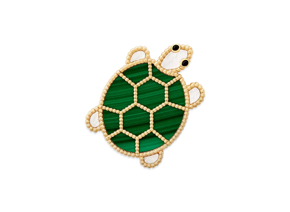 Van Cleef & Arpels Lucky Animals Turtle clip "18K Yellow gold/Onyx/Mother-of-pearl/Malachite"
