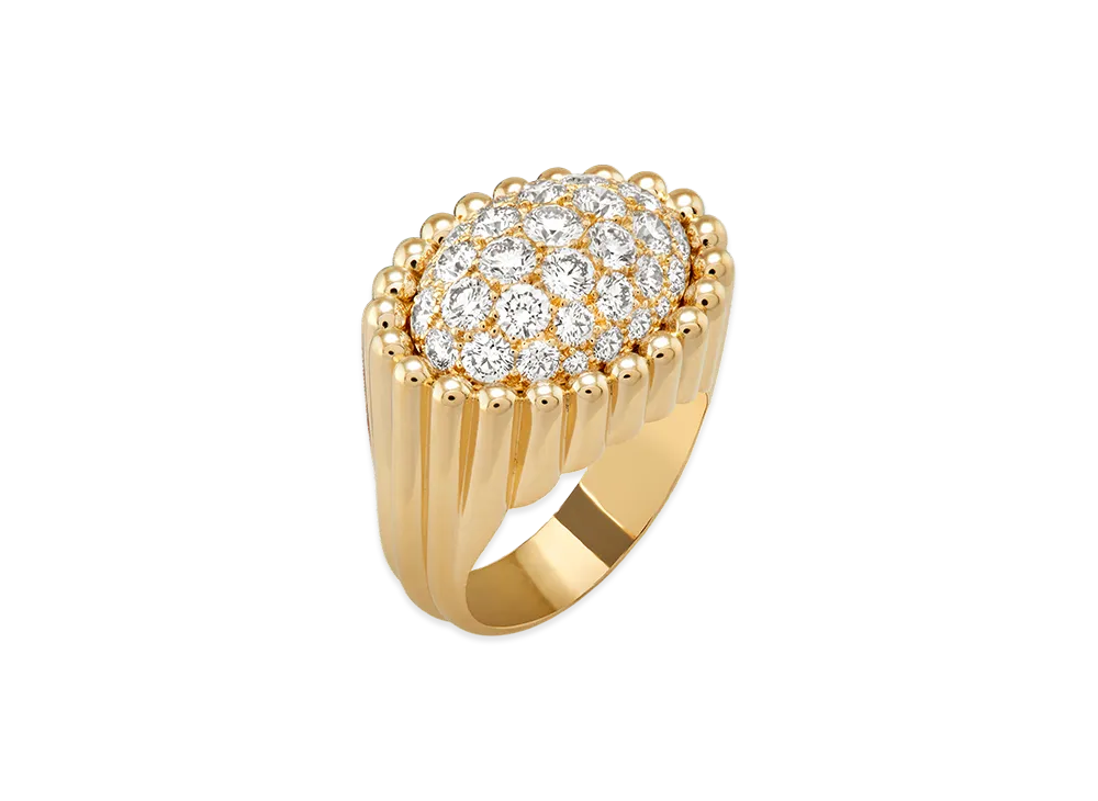 Van Cleef & Arpels Perlee diamonds pave ring "18K Yellow gold/Diamond"