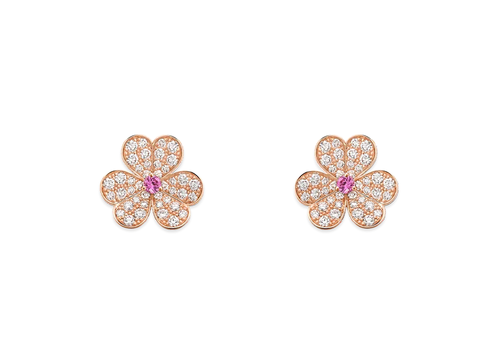 Van Cleef & Arpels Frivole earrings small model "18K Rose gold/Sapphire/Diamond"
