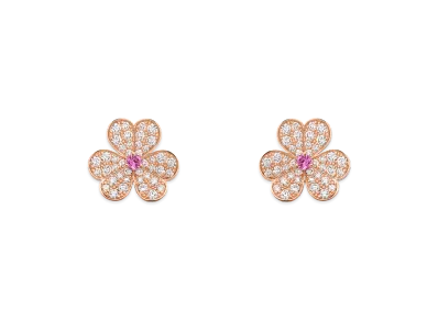 Van Cleef & Arpels Frivole earrings small model "18K Rose gold/Sapphire/Diamond"