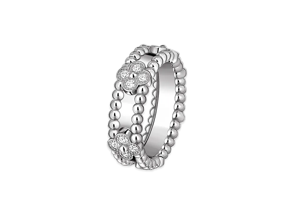 Van Cleef & Arpels Perlee sweet clovers ring "18K White gold/Diamond"