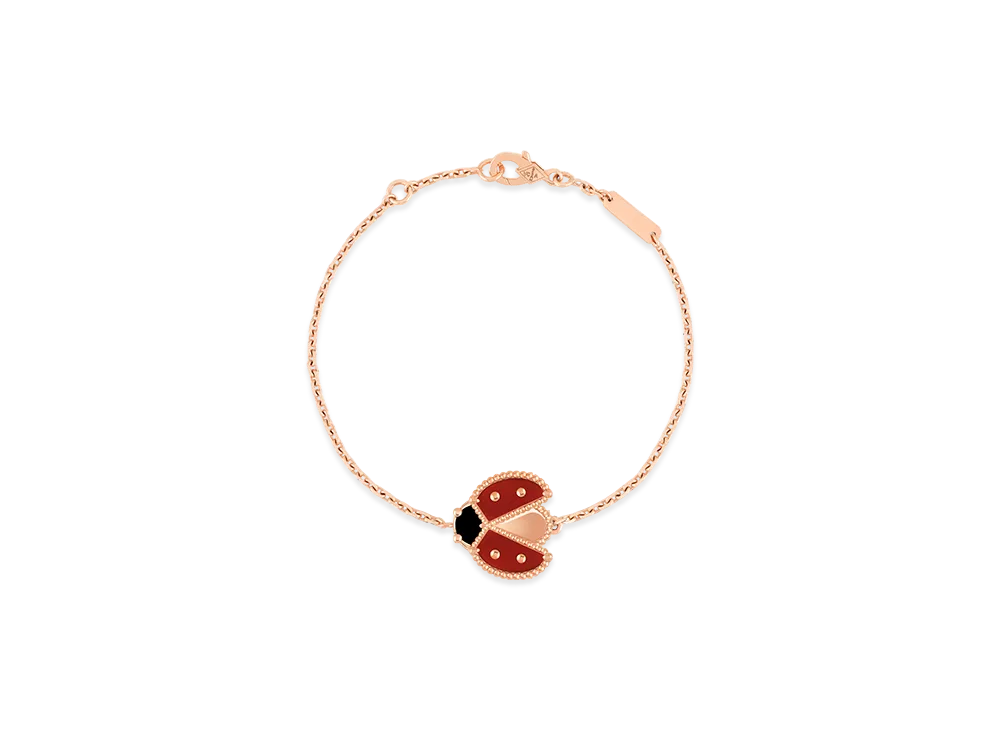 Van Cleef & Arpels Lucky Spring bracelet open wing ladybug "18K Rose gold/Onyx/Carnelian"