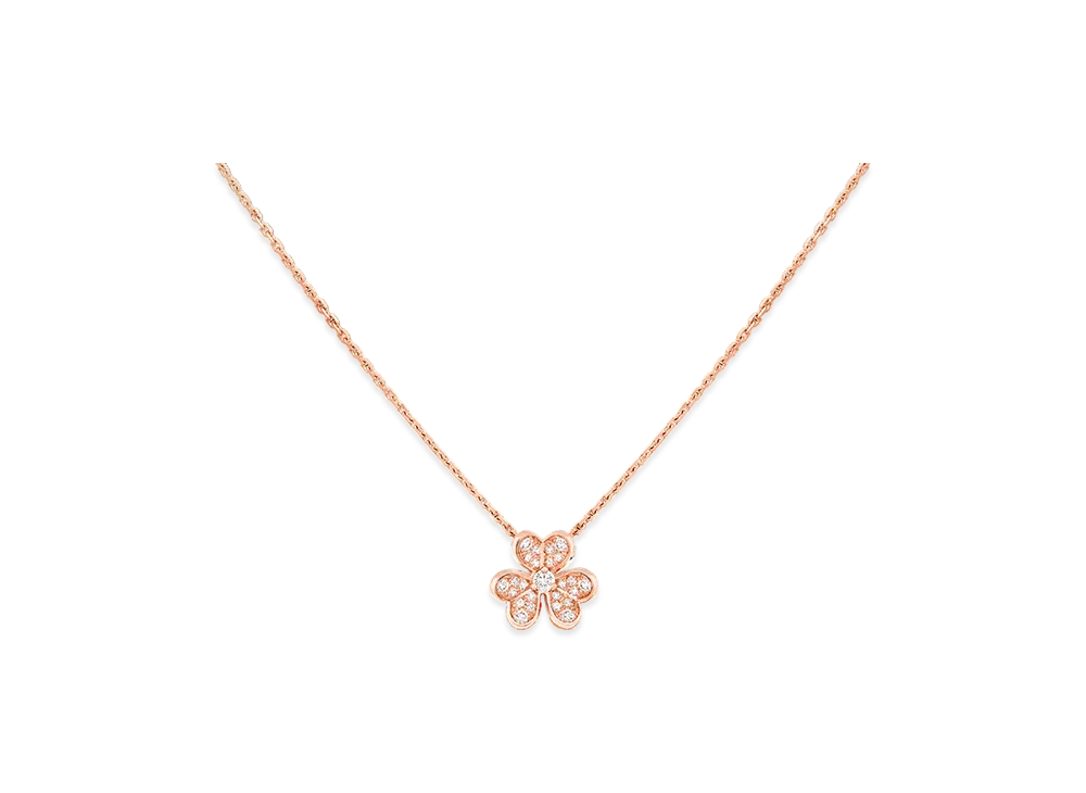 Van Cleef & Arpels Frivole pendant mini model "18K Rose gold/Diamond"