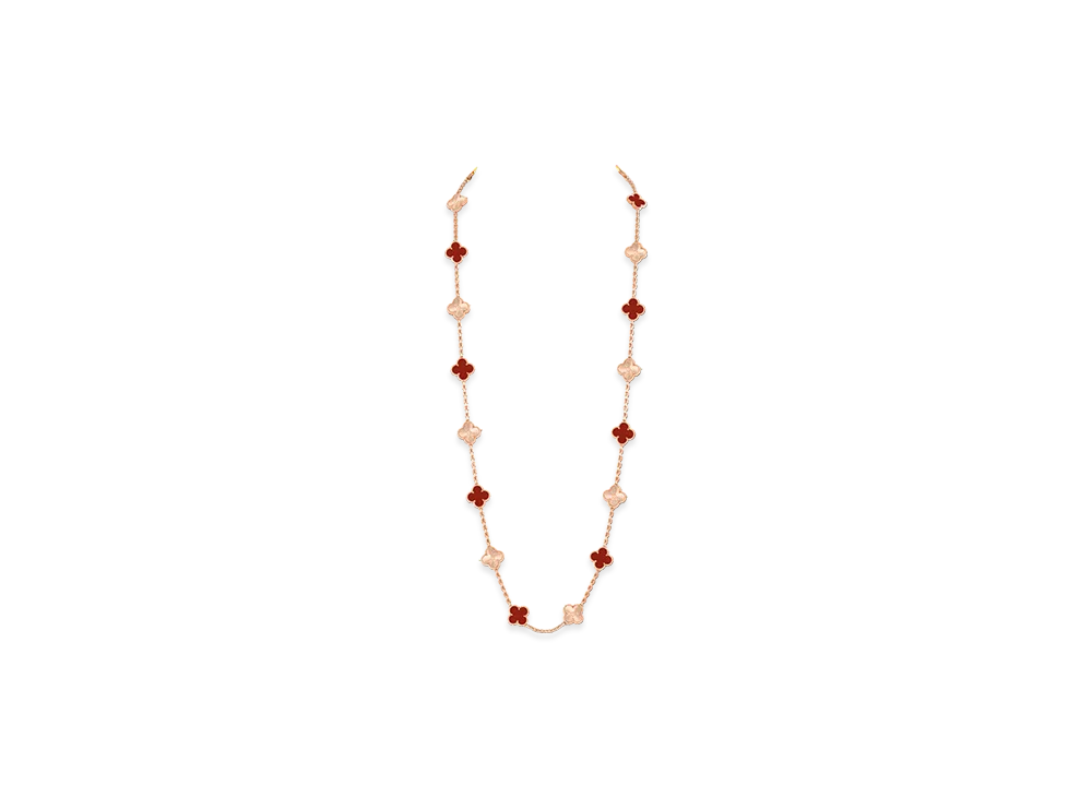 Van Cleef & Arpels Vintage Alhambra long necklace 20 motifs "18K Rose Gold/Carnelian"