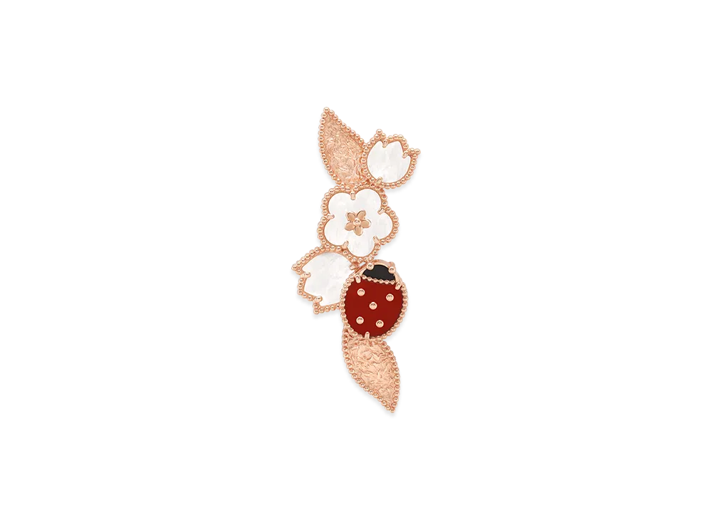 Van Cleef & Arpels Lucky Spring clip "18K Rose gold/Onyx/Carnelian/Mother-of-pearl"