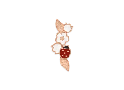 Van Cleef & Arpels Lucky Spring clip "18K Rose gold/Onyx/Carnelian/Mother-of-pearl"