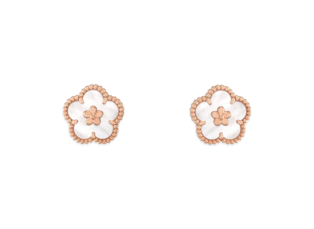 Van Cleef & Arpels Lucky Spring earrings plum blossom "18K Rose gold/Mother-of-pearl"