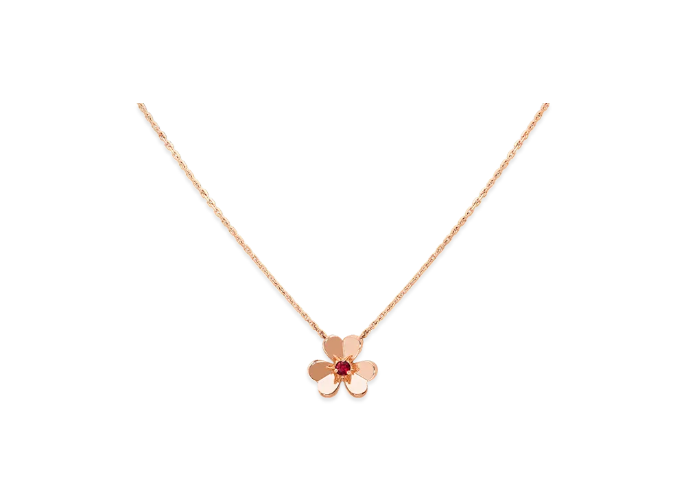 Van Cleef & Arpels Frivole pendant mini model "18K Rose gold/Ruby"