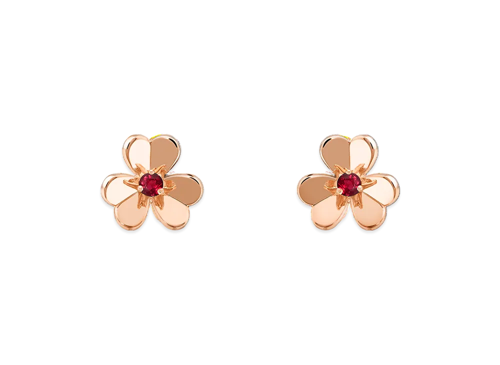 Van Cleef & Arpels Frivole earrings mini model "18K Rose gold/Ruby"