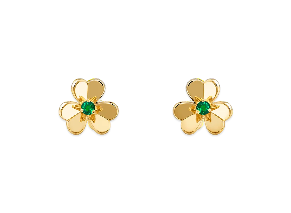 Van Cleef & Arpels Frivole earrings mini model "18K Yellow gold/Emerald"