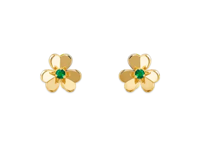 Van Cleef & Arpels Frivole earrings mini model "18K Yellow gold/Emerald"