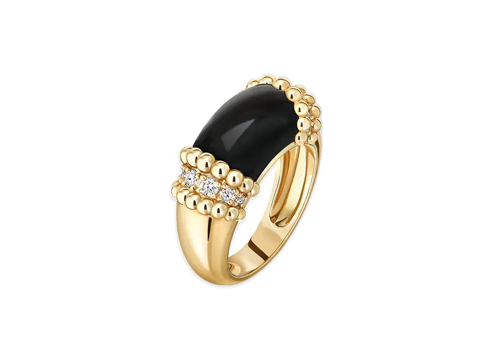 Van Cleef & Arpels Perlee couleurs ring "18K Yellow gold/Onyx/Diamond"