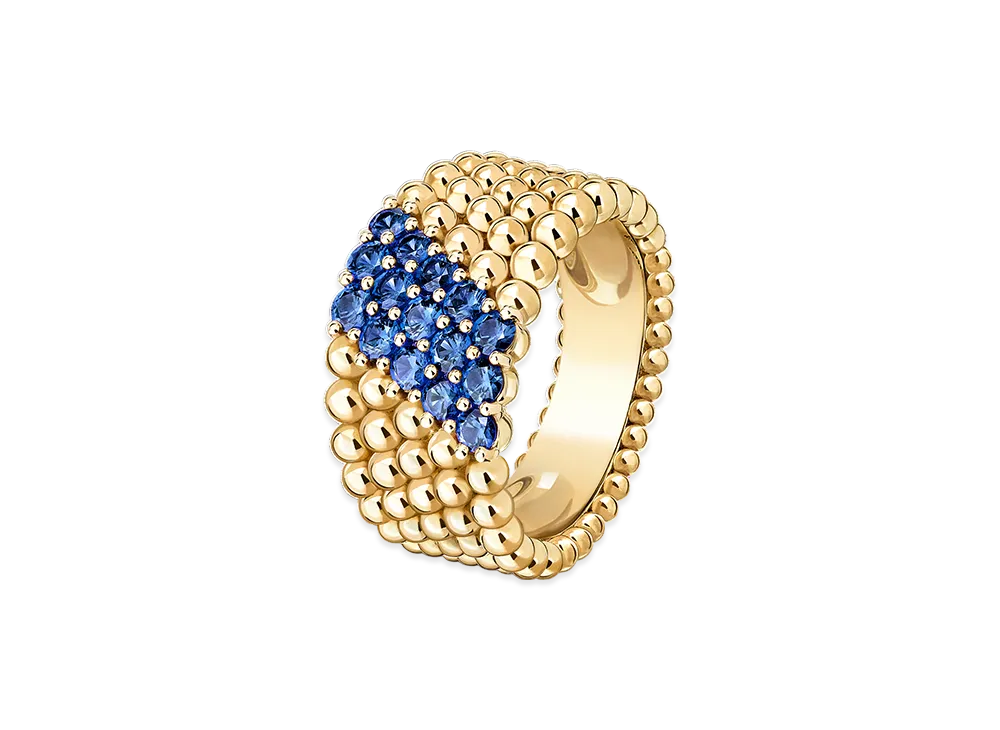 Van Cleef & Arpels Perlee couleurs ring 5 rows model "18K Yellow gold/Sapphire"