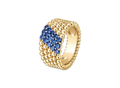 Van Cleef & Arpels Perlee couleurs ring 5 rows model "18K Yellow gold/Sapphire"