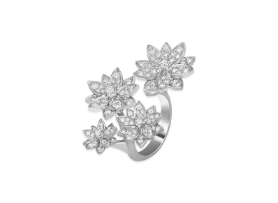 Van Cleef & Arpels Lotus Entre les Doigts ring 4 flowers "18K White gold/Diamond"
