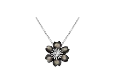 Van Cleef & Arpels Rose de Noel pendant mini model "18K White gold/Diamond/Mother-of-pearl"