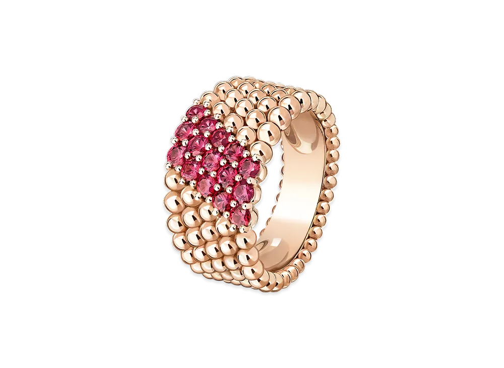 Van Cleef & Arpels Perlee couleurs ring 5 rows model "18K Rose gold/Ruby"