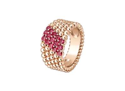 Van Cleef & Arpels Perlee couleurs ring 5 rows model "18K Rose gold/Ruby"