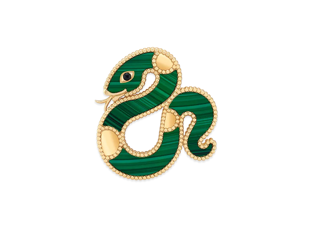 Van Cleef & Arpels Lucky Animals Snake clip "18K Yellow gold/Onyx/Malachite"