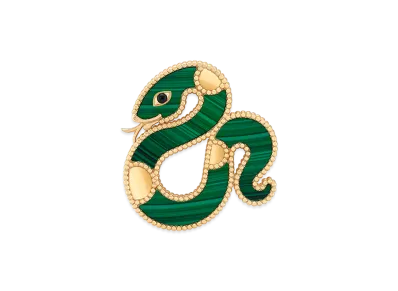 Van Cleef & Arpels Lucky Animals Snake clip "18K Yellow gold/Onyx/Malachite"