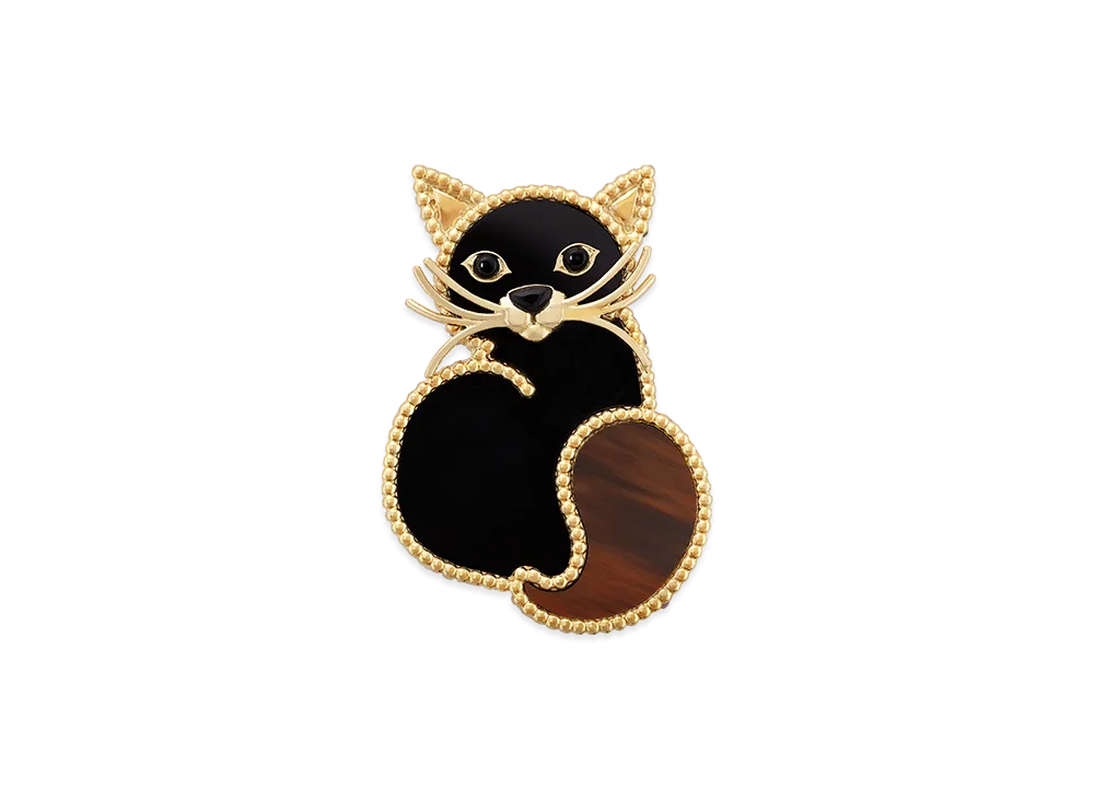 Van Cleef & Arpels Lucky Animals Cat clip "18K Yellow gold/Onyx/Obsidian"