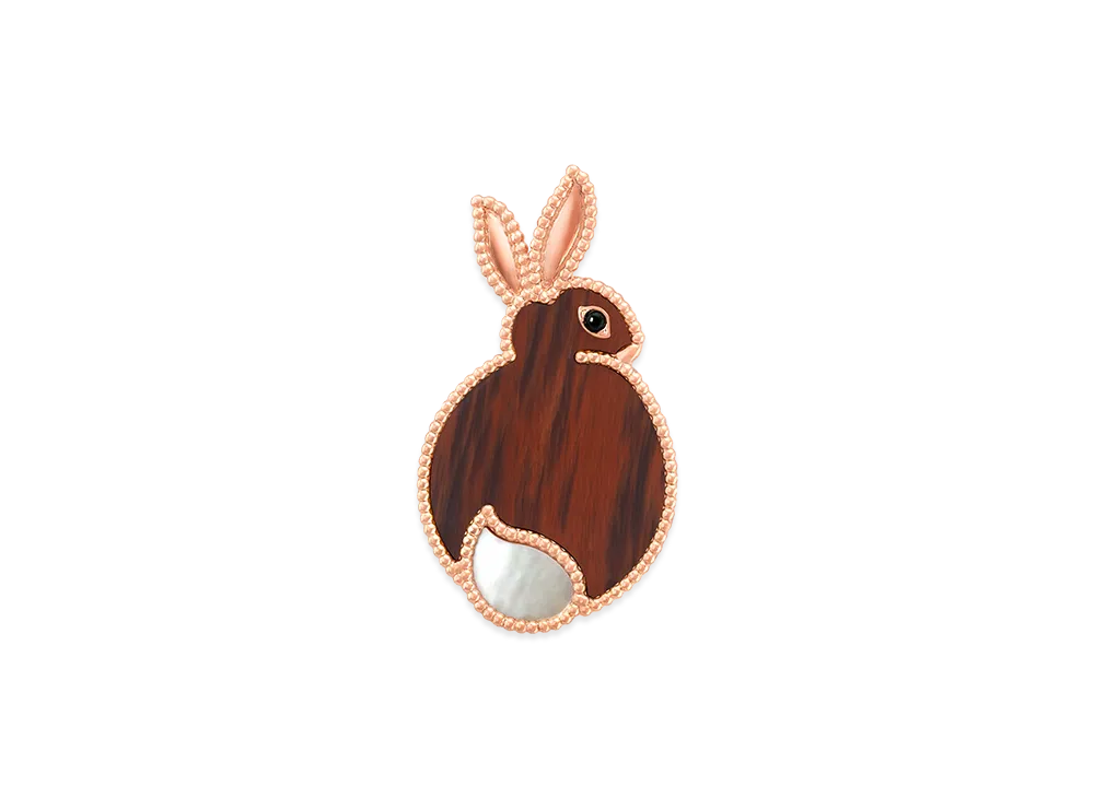 Van Cleef & Arpels Lucky Animals Rabbit clip "18K Rose gold/Onyx/Obsidian/Mother-of-pearl"