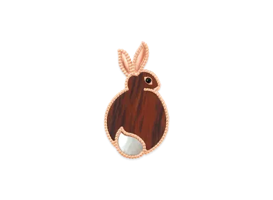 Van Cleef & Arpels Lucky Animals Rabbit clip "18K Rose gold/Onyx/Obsidian/Mother-of-pearl"