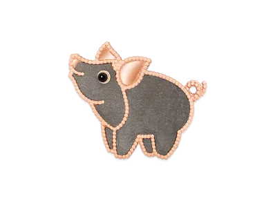 Van Cleef & Arpels Lucky Animals Pig clip "18K Rose gold/Onyx/Obsidian"